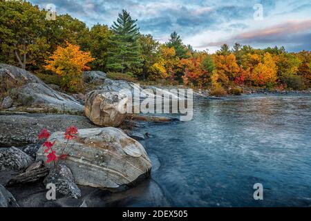 geography / travel, Georgia, Autumn color on Georgian Bay on Lake Huron along the Georgian Bay North S, Additional-Rights-Clearance-Info-Not-Available Stock Photo