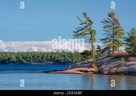 geography / travel, Georgia, Rugged shoreline of Georgian Bay on Lake Huron along the Twin Points Trai, Additional-Rights-Clearance-Info-Not-Available Stock Photo