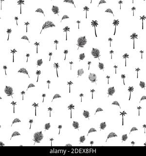 Palm trees. Seamless pattern. Vector illustration on a white background. Stock Vector