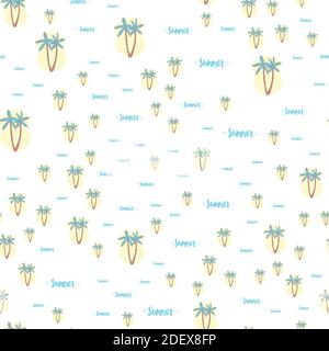 Palm trees. Seamless pattern. Vector illustration on a white background. Stock Vector