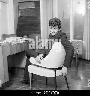 The singer Little Tony (Antonio Ciacci) in his home, Milan, January 1961. --- Il cantante Little Tony (Antonio Ciacci) nella sua abitazione, Milano, Gennaio 1961.