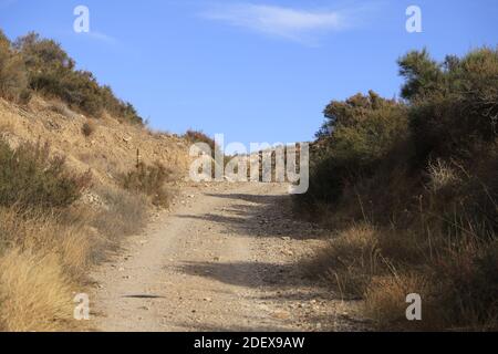 Tracks for hiking and mountain biking in the Almanzora Valley, Almeria Spain Stock Photo