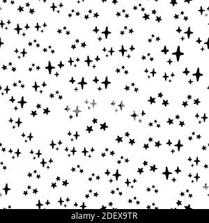 Seamless pattern with black stars on a white background. Vector illustration. Stock Vector