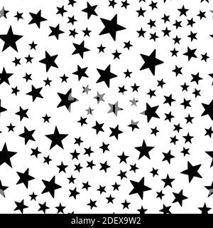 Seamless pattern with black stars on a white background. Vector ...