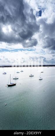 panoramic view of boats on the chelmer river in essex england Stock Photo