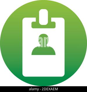 Web icon in green circle. Business; blank id cards with clasp (badge) isolatedon white background. Stock Vector