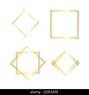 Geometric Polygonal Frames - Set of 4 trendy frames with copy space Stock Vector