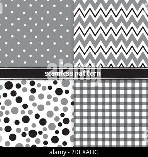 Seamless patterns set black and white Stock Vector