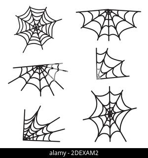 Halloween spider web isolated on white backgroun set. Vector illustration Stock Vector