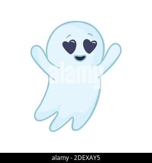 Halloween ghosts. Vector cartoon illustrations. Isolated objects on a white background. Hand-drawn style. Stock Vector