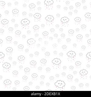 Seamless pattern. Kawaii funny white cute clouds Stock Vector