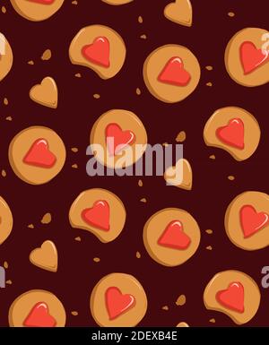 Gingerbread cinnamon  cookies, Winter holiday season bakery print. Xmas pattern with Butter biscuits. Christmas kitchen marmalead ginger cake illustra Stock Vector