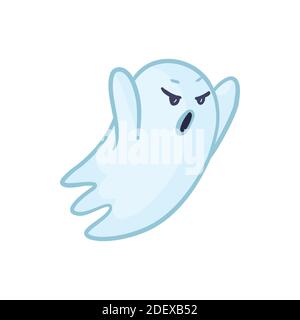 Halloween ghosts. Vector cartoon illustrations. Isolated objects on a white background. Hand-drawn style. Stock Vector