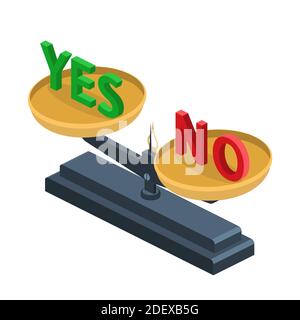 choice between red no or green yes text Stock Vector