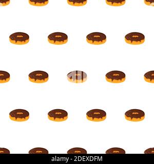 Chocolate donut seamless pattern. Decorative design for print, background, wallpaper. Vector image. Stock Vector