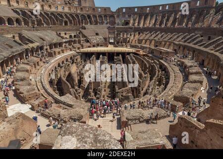 Roman Colosseum Interior in Summer, Rome, Italy Stock Photo