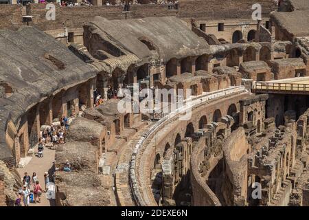 Interior of Ancient Roman Colosseum in Summer, Rome Stock Photo