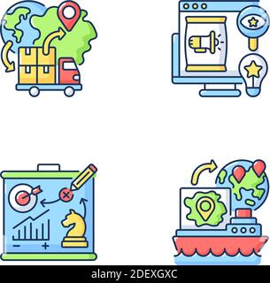 International business RGB color icons set Stock Vector