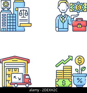 Commercial business RGB color icons set Stock Vector