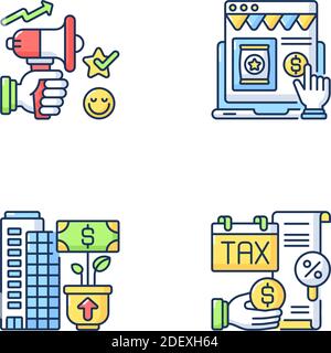 Modern entrepreneurship RGB color icons set Stock Vector