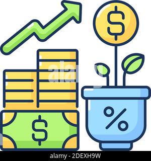Income increase RGB color icon Stock Vector