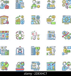Entrepreneurship RGB color icons set Stock Vector