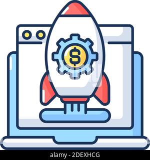 Startup development RGB color icon Stock Vector