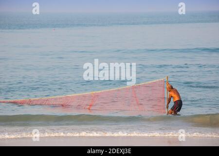 India, Goa, Fishermen on Colva beach Stock Photo