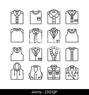 Clothes line art tops icons editable stroke Stock Vector