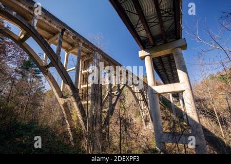 High Bridge or Green River Bridge between Flat Rock and Saluda, North Carolina, USA Stock Photo