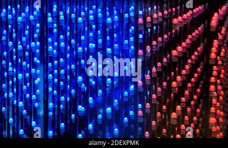 Large group of color LED arranged in rows and columns Looking like futuristic three dimensional space Stock Photo