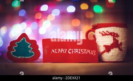 Knitting seamless pattern witch drcoration knitting stylish text. Stock Photo