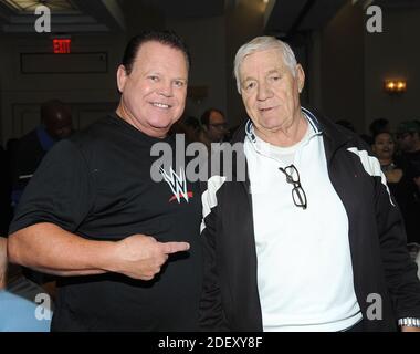 **FILE PHOTO** WWE Legend Pat Patterson Has Passed Away. NEW YORK, NY - NOVEMBER 4: Jerry Lawler and Pat Patterson attends the Big Event NY at LaGuardia Plaza Hotel on November 4, 2017 in Queens, New York. Credit: George Napolitano/MediaPunch Stock Photo