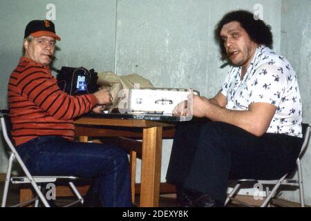 **FILE PHOTO** WWE Legend Pat Patterson Has Passed Away. Pat Patterson and Andre The Giant in Japan 1981. Credit: George Napolitano/MediaPunch ***CALL TO NEGOTIATE FEES BEFORE USE*** Stock Photo