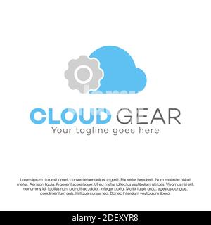 service gear cloud logo icon design concept template. Gear with cloud symbol vector logo design template isolated on white background. Design template Stock Vector