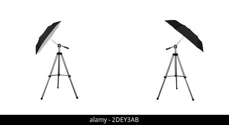 Black umbrella reflectors for speedlight. Professional camera equipment. A video illustration. Stock Vector