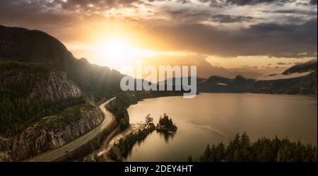 Sea to Sky Hwy in Howe Sound near Squamish Stock Photo