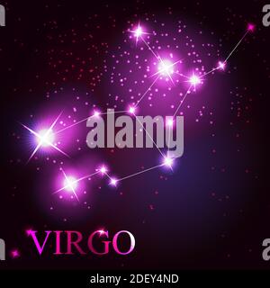 Virgo zodiac sign of the beautiful bright stars on the background of cosmic sky Stock Photo