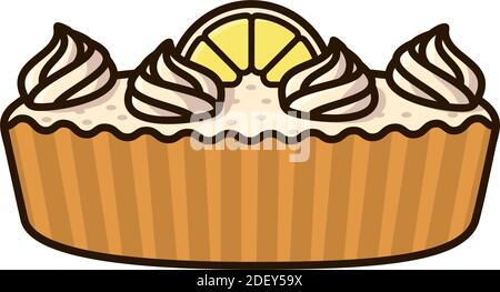 Lemon Meringue Pie isolated vector illustration. Delicious pastry symbol. Stock Vector