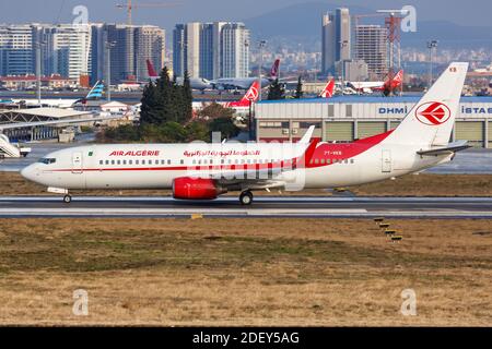 Istanbul, Turkey - February 15, 2019: Air Algerie Boeing 737-800 airplane at Istanbul Ataturk Airport (IST) in Turkey. Boeing is an American aircraft Stock Photo