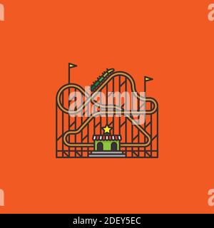 Roller coaster vector illustration, fun fair venue symbol for Roller Coaster Day on August 16th. Stock Vector
