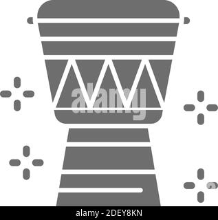 African Djembe drum grey icon. Isolated on white background Stock Vector