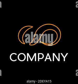 Vector sign infinity in flat design on black background Stock Vector