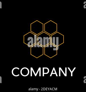 Vector sign abstract beehive, in linear style on black background Stock Vector