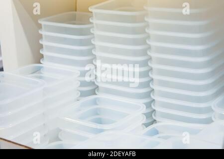 Plastic container box Stack Storage Logistic business Stock Photo