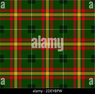 Traditional Christmas pattern for a plaid. Scottish tartan, cage. Red, green, yellow, black and white squares. Vector illustration. Stock Vector