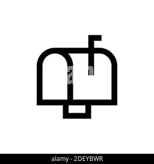 Linear mailbox icon. Isolated on white. Vector illustration Stock Vector