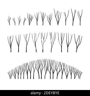 A set of trees and branches without foliage. Smooth lines. Vector illustration Stock Vector
