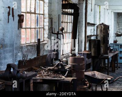 Interior of a factory workshop at the Black Country Living Museum in Dudley West Midlands England UK Stock Photo