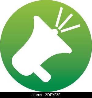 Megaphone icon. Flat vector illustration in green on white background. EPS 10. Icon of a set Stock Vector
